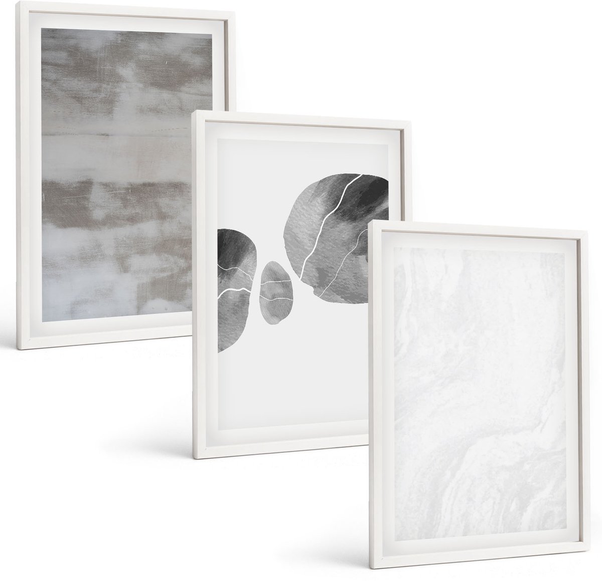 Coloray 3-Delige Schilderij Set - Abstracte Vormen En Structuren In Moderne Stijl. - 40 x 60 - Moderne Wanddecoratie - Woonkamer - Muurdecoratie