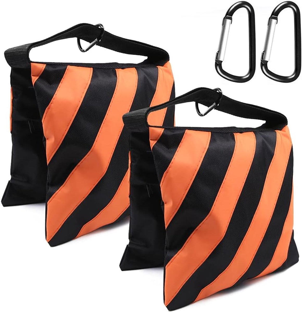 Zandzakken voor fotografie, Heavy Duty Lege Zandzak voor Fotostudio Licht Stand Boom Arm Camera Statief met Karabijnhaak, 2 Pack (Oranje)