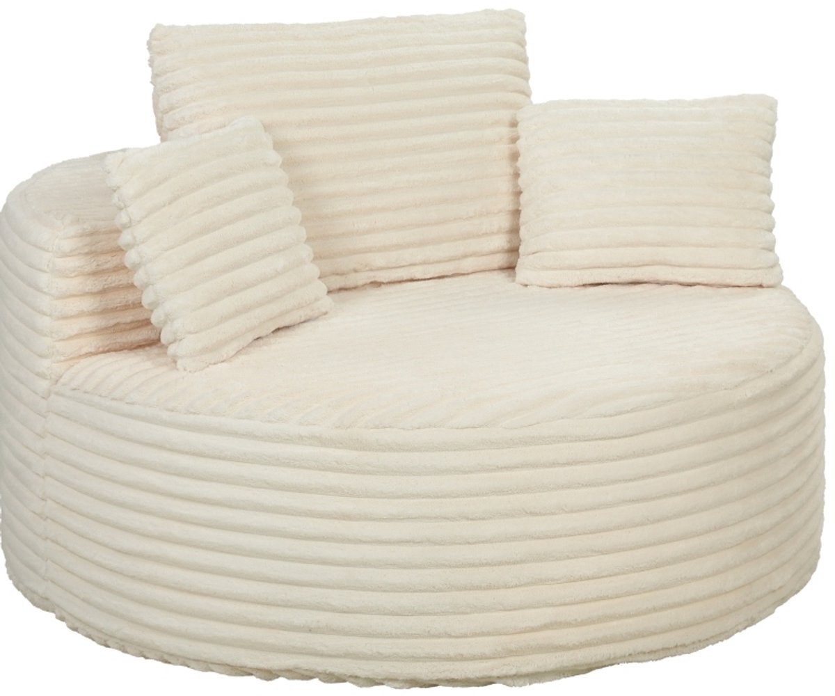 MIVRAY Fauteuil 130 x 130 x 82 Cm - Extra Diepe Zitting - Comfortabele Loungestoel Voor Woonkamer En Leeshoek - Cordstof Crèmewit