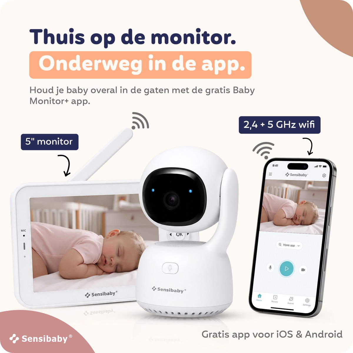 Sensitest Slimme Babyfoon met 2 AI Camera's en 5 Inch Monitor - afbeelding 3
