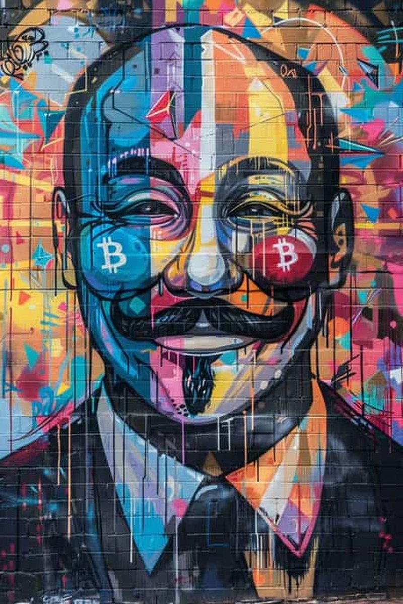 Bitcoin Poster - Baard - Man - Crypto - Unieke - Moderne Kunst - posters - formaat 70x100cm - Wanddecoratie - L3198