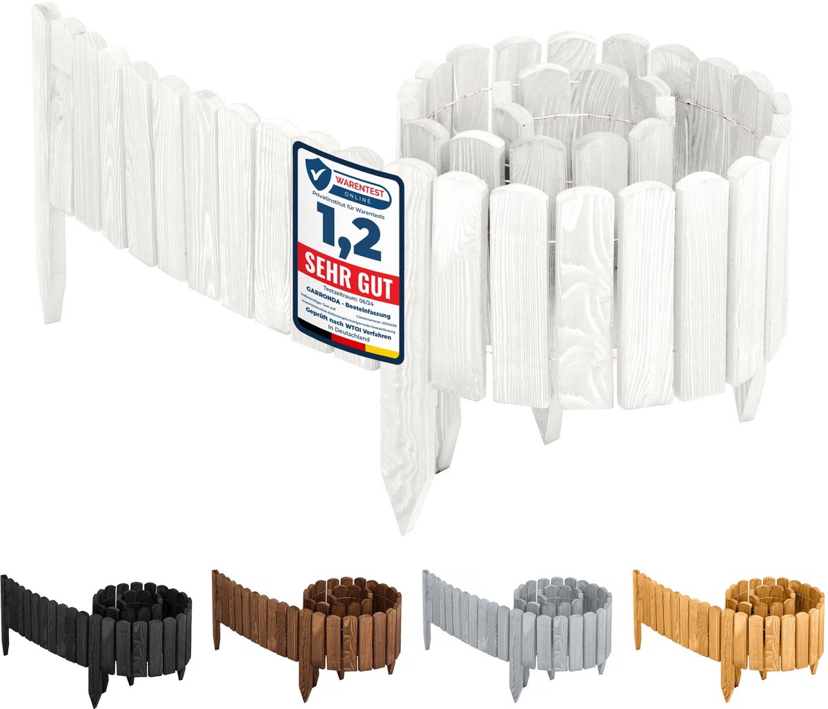 Garronda Houten Tuinrand 10x200 cm Wit GD-0046 - ShopVlot