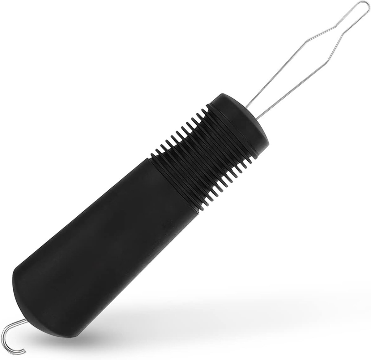 1 stuk artritis knoophaak, aantrekhulp knoophaak, verbandhulp, knoophaak, gereedschap kleding knoophaak, voor artritis gehandicapten en senioren, bediening met één hand