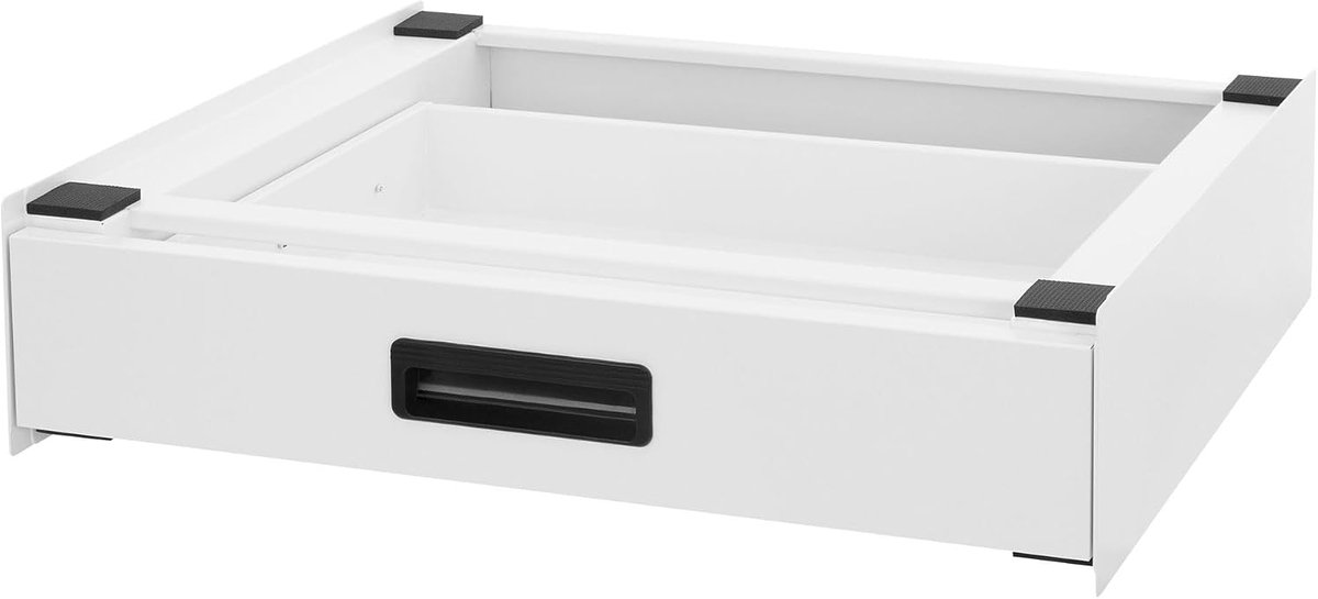 Universeel Verbindingsframe 60,5 x 54 cm Wit Staal met Uittreklade Antislip Geschikt als Montageset of Koppeling voor Wasmachine en Droger Stapelframe Tussenconstructie Droogzuil Accessoire