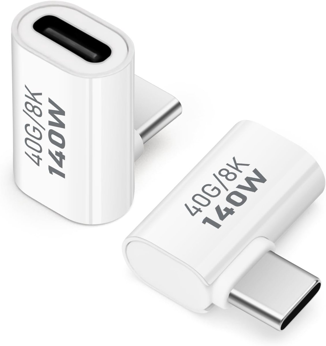 USB C-adapter 40 Gbps, Type-C mannelijke naar vrouwelijke adapter 90 graden rechte hoek USBC 4.0 Type C-adapter gegevensoverdrachtsconnector compatibel voor iPhone 15, Samsung, MacBook en meer USB-C