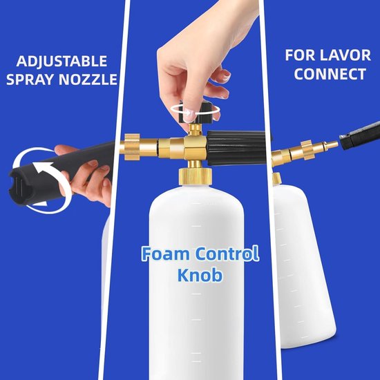 Compatibel met LAVOR/Parkside/Spear en Jackson - Hogedrukspuit, 1L, Autowasser, Zeepmondstuk, Schuimkanon, Verstelbare Sproeier — afbeelding 3