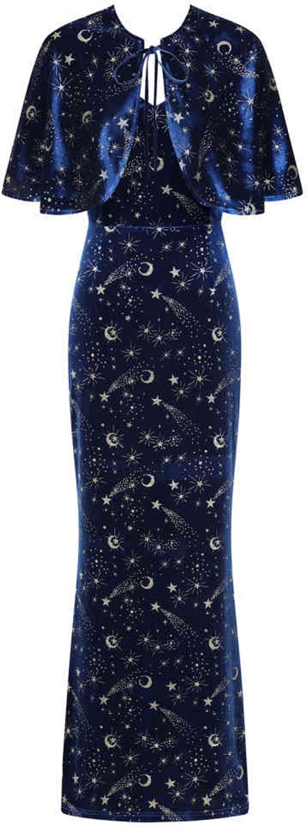 Banned - Gloria Celestial Maxi lange jurk - S - Blauw