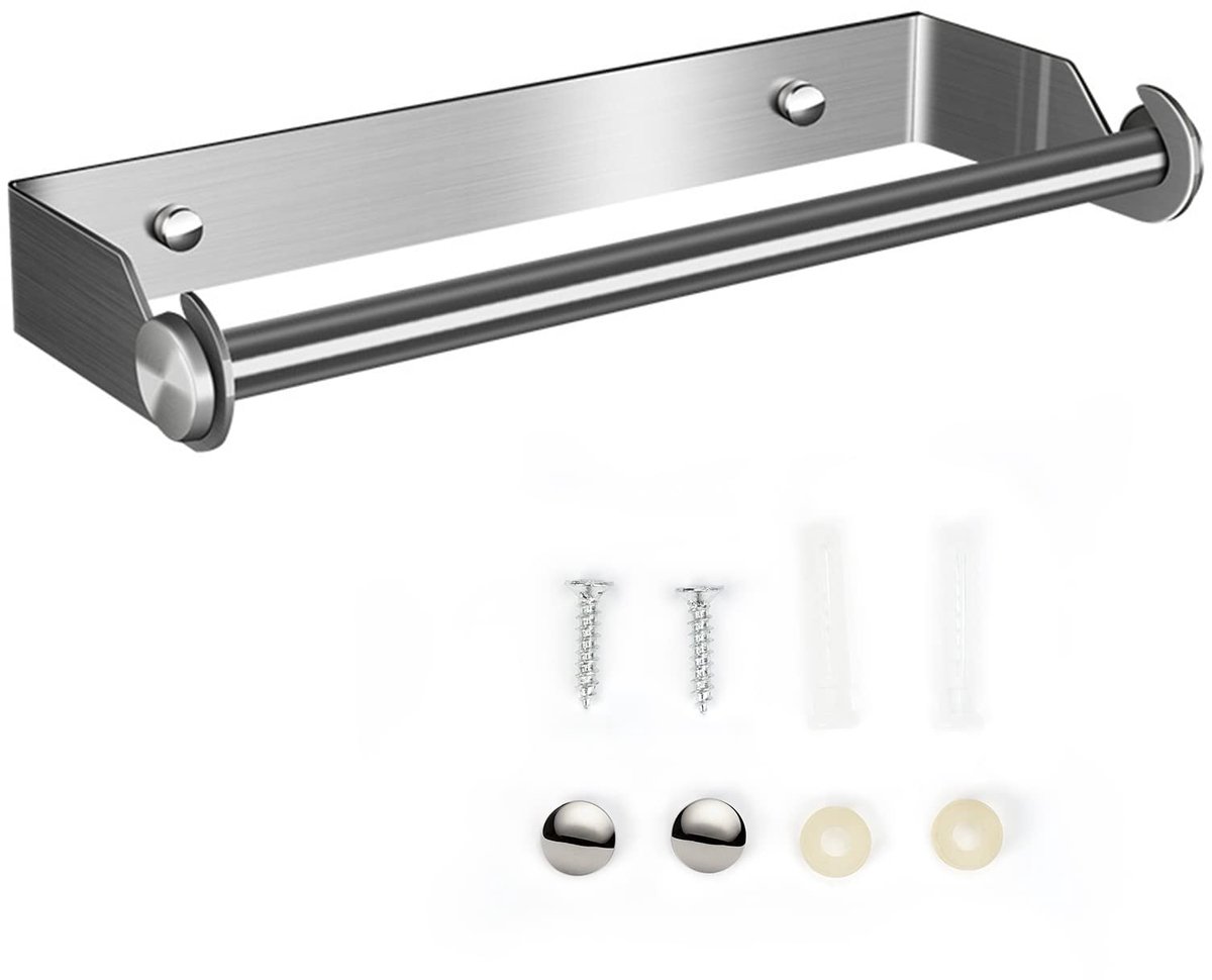 Dailygoods- Keukenrolhouder Roestvrij Staal 304 - Wandmontage - Multifunctioneel - Hangende Houder - Krasbestendig - Waterdicht - Papierenhanddoekhouder