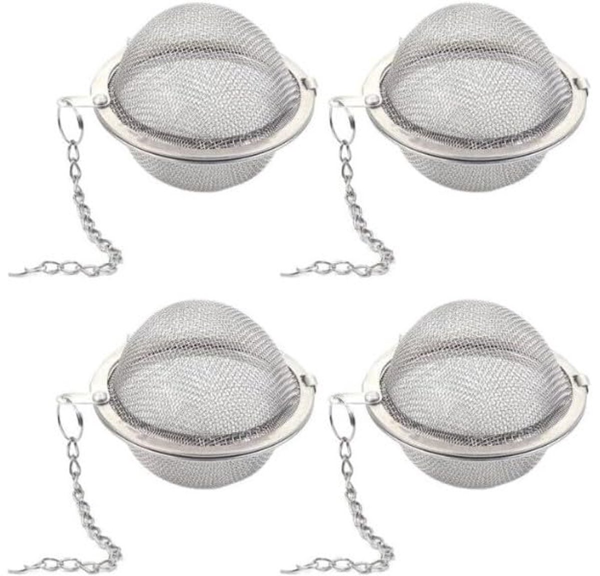 Dailygoods- Theezeef 4,5 cm - RVS Theezeef - Theefilter met Ketting - Geschikt voor Theepotten/Kopjes - Eenvoudig in Gebruik - Ideaal voor Losse Thee