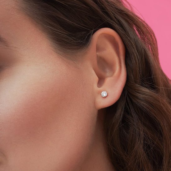 6 stuks draad roestvrij staal Medusa platte achterkant oorbellen, 16G 6/8/10 mm Silver Tragus Cartilage Helix Lip Labret Studs met stalen bal en CZ voor vrouwen mannen forward helix sieraden — afbeelding 2