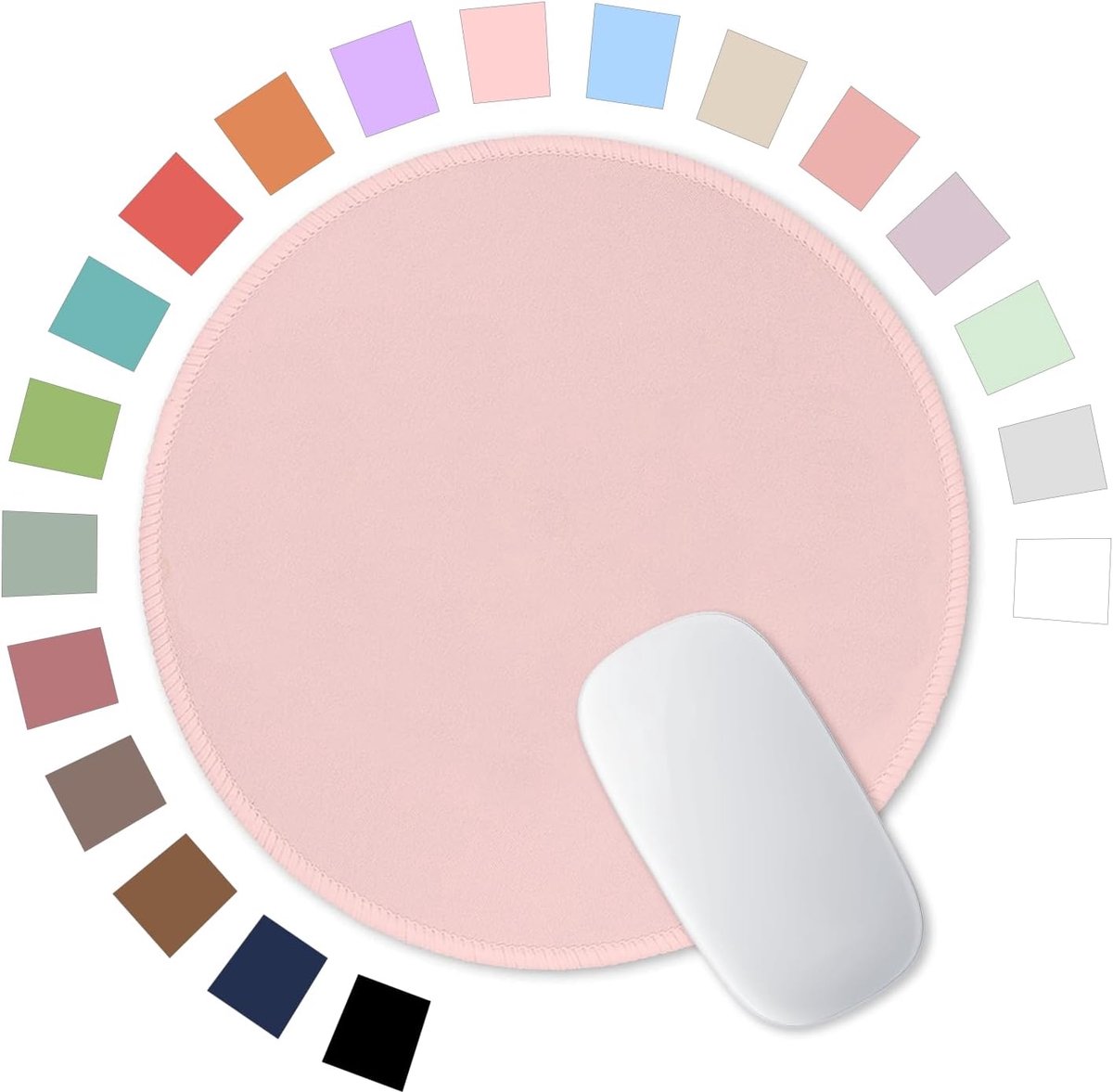 Roze muismat, premium getextureerde kleine ronde, gestikte rand, antislip waterdichte rubberen mat, mooie schattige mat voor kantoor, thuis, gaming laptop en mannen