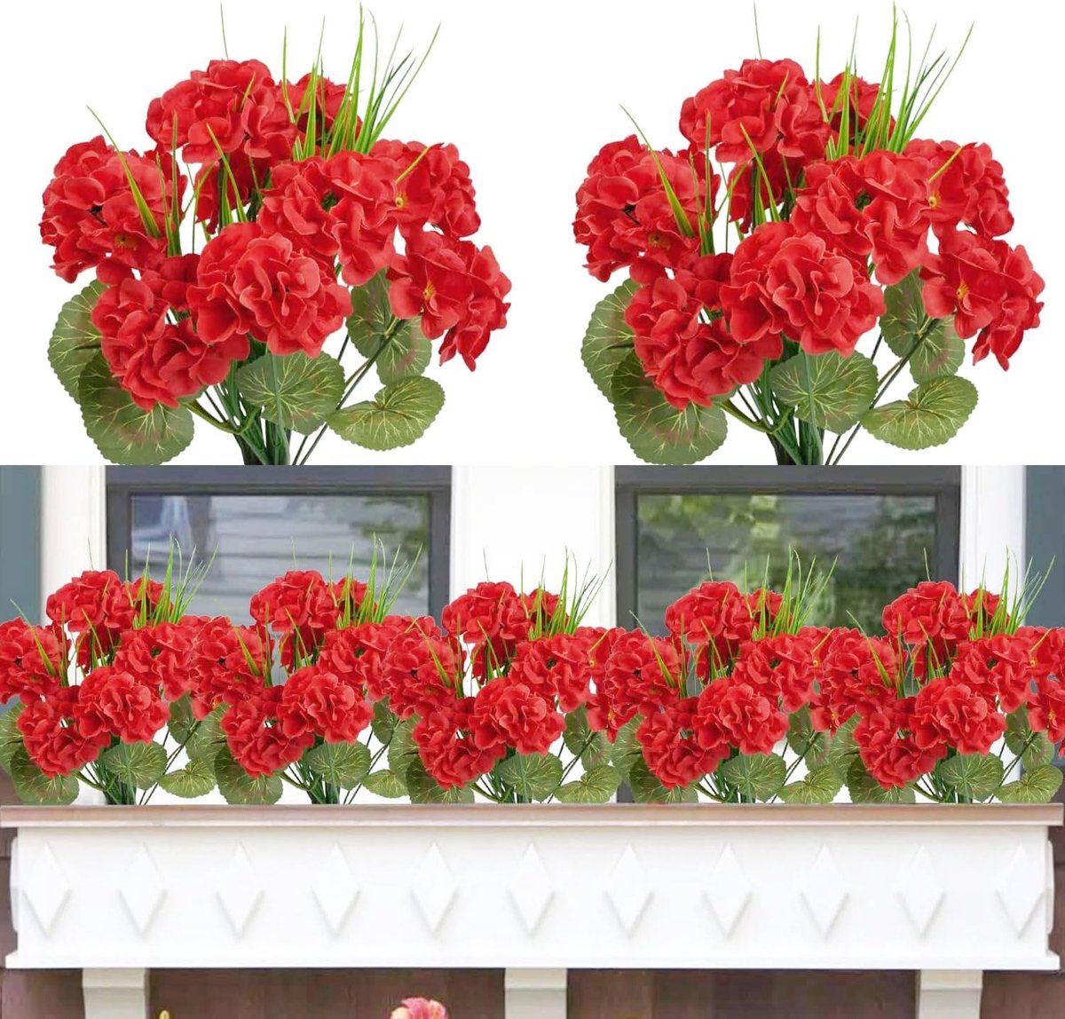 Famibay 8 bundels kunstbloemen, balkon, kunstbloemen, net als echte kunstmatige geraniums, weerbestendig - ShopVlot