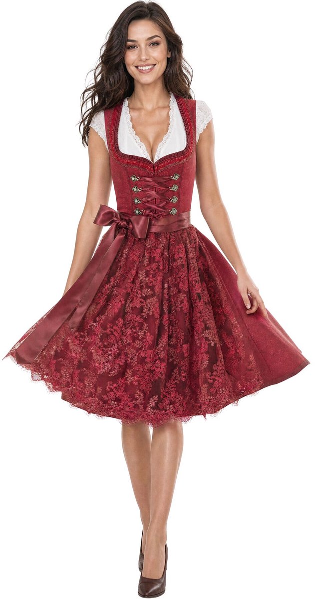 dressforfun Mini Dirndl Rebecca - 40 - Rood - Verkleedkleding Oktoberfest - Duitse Jurk - Feestkleding - Klederdracht - Vrouwenkostuum - Feest - Partykleding