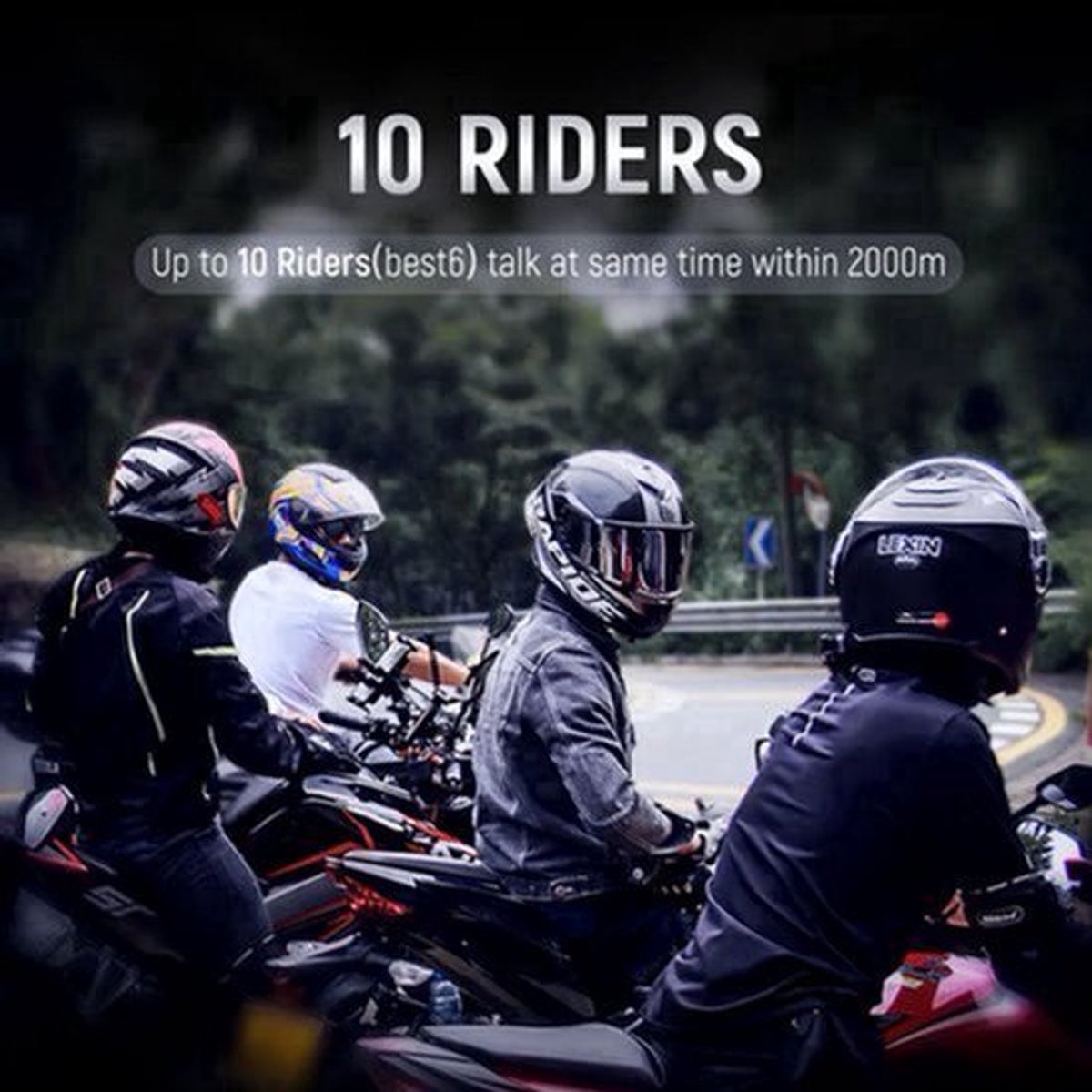 Lexin - B4FM-X - Motorfiets Intercom - Motorhelm - Bluetooth - Headsets - Handsfree - Communicator - Interphone - Voor 10 ruiters
