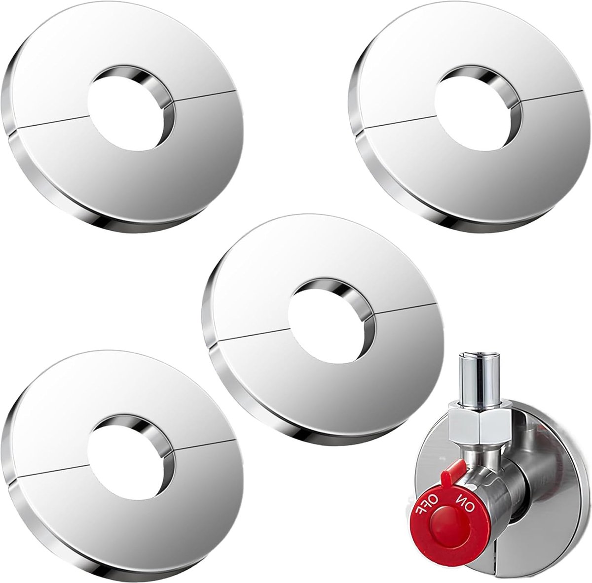 4 stuks Rozetten Afdekking voor Buizen,Ø23mm rozetten Waterkraan, Buizen, Armaturen Afdekking Pijpcover Pijpmanchetten Radiator Roestvrij staal, Gedeelde Pijpcover