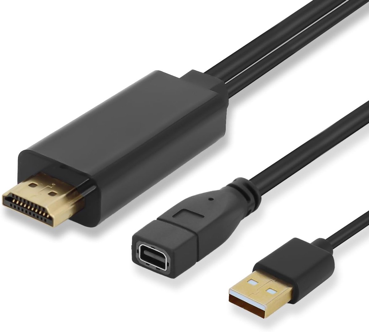 HDMI naar Mini DisplayPort converter, adapterkabel met USB-opladen, 4K @60Hz X 2K HDMI-stekker op DP vrouwelijke videokabel, alleen te gebruiken op mini-displaypoort, werkt