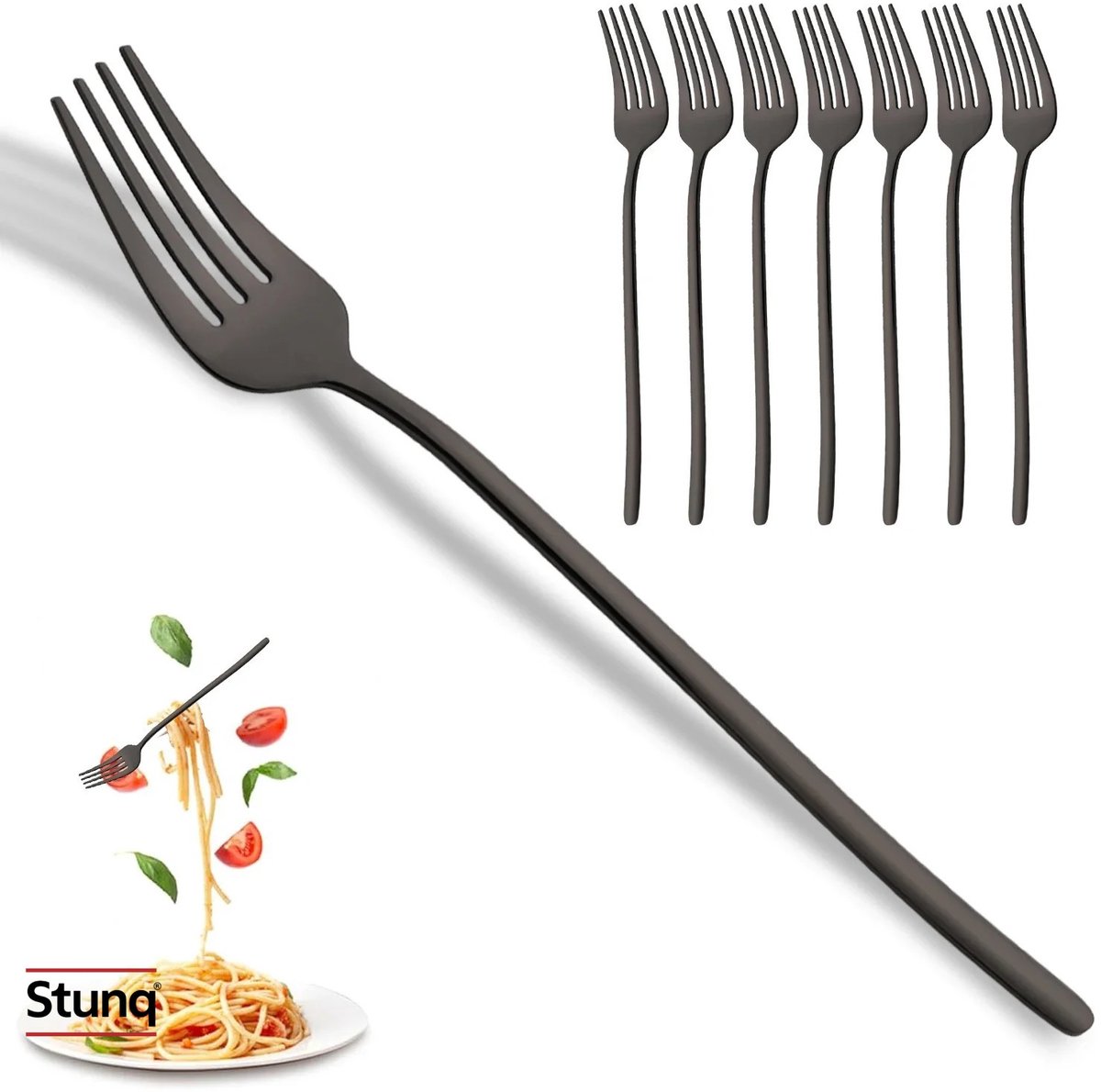 Stunq® 8 Zwarte Diner Vorken 18/10 RVS Bestek