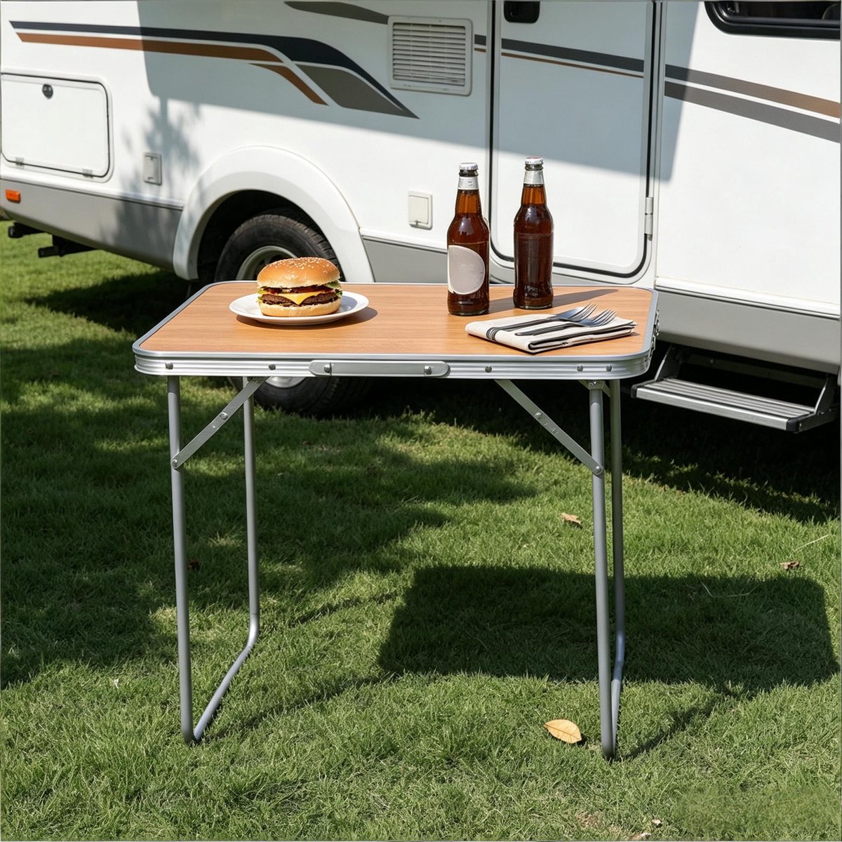 MODFU-Campingtafel-Klaptafel-Opvouwbaar-Lichtgewicht-Rechthoekig-Eiken-Aluminium