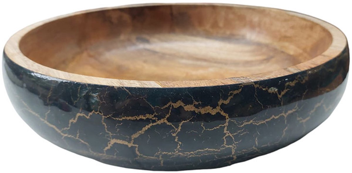 Floz Design luxe houten schaal - decoratieve schaal - fruitschaal - hout en keramiek - fairtrade - 29 cm