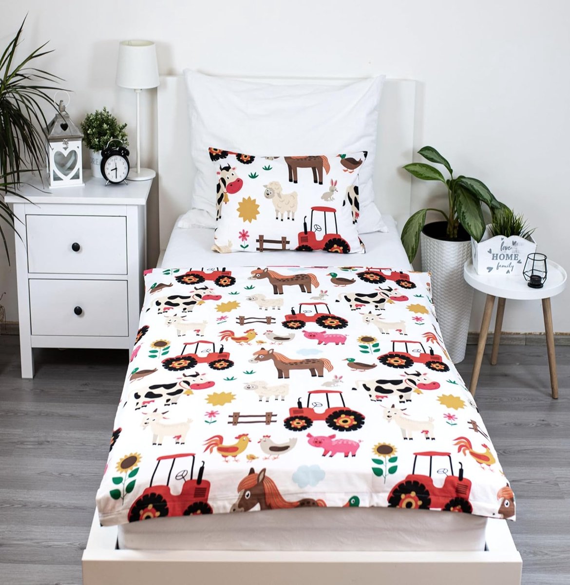Kinderdekbedovertrek 100x135 cm - 2-delig 100% katoen - Dieren - Omkeerbaar