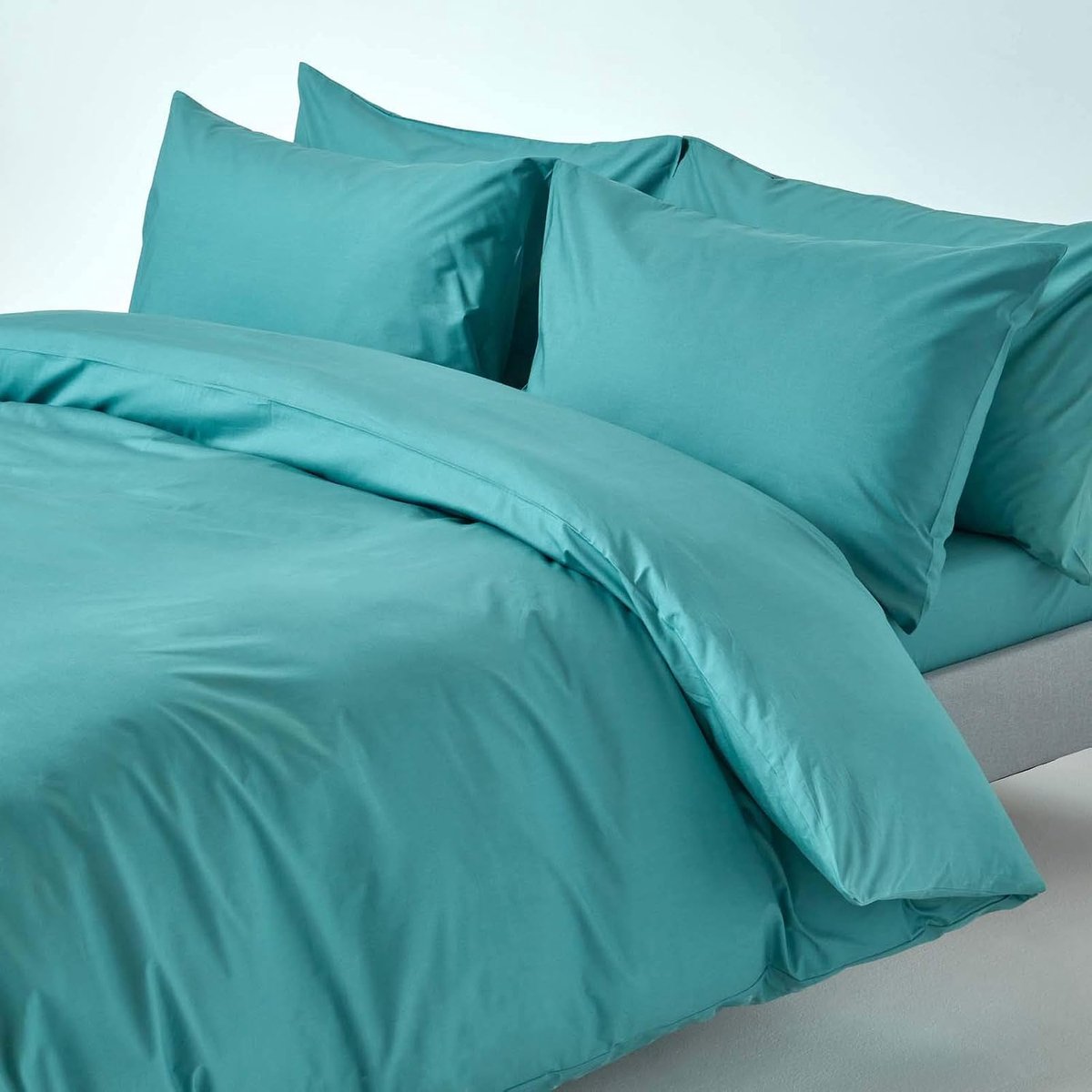 Dekbedovertrekset 200x200 cm - 3-delig Percale - Zeegroen