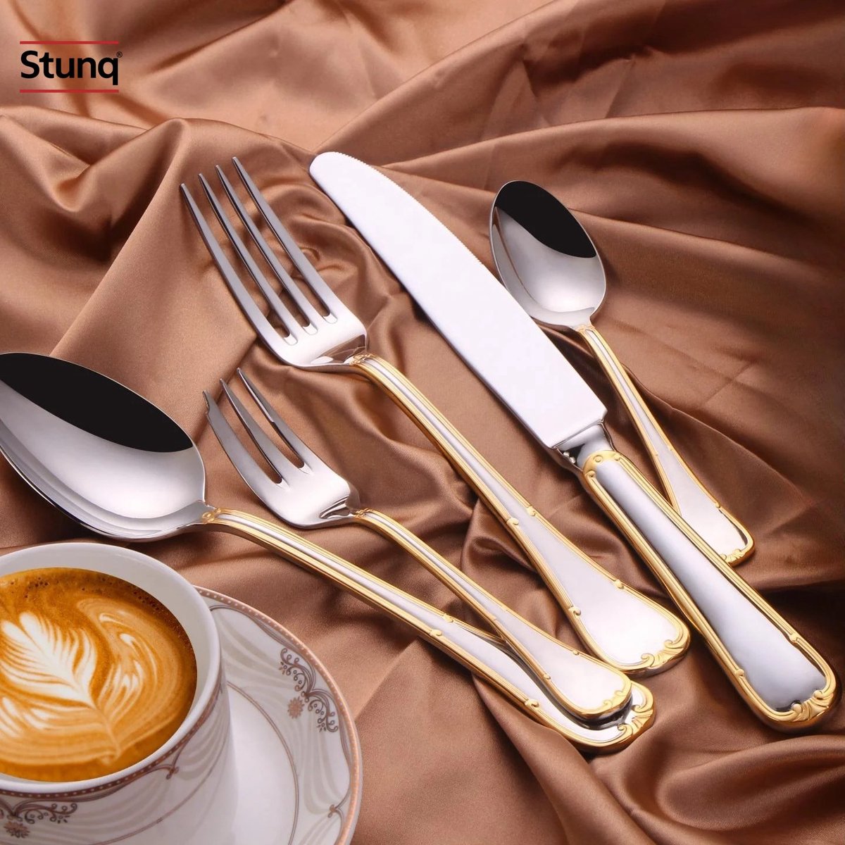 Stunq® Vergulde Bestekset 18-10 RVS – Elegant Spiegel Goud