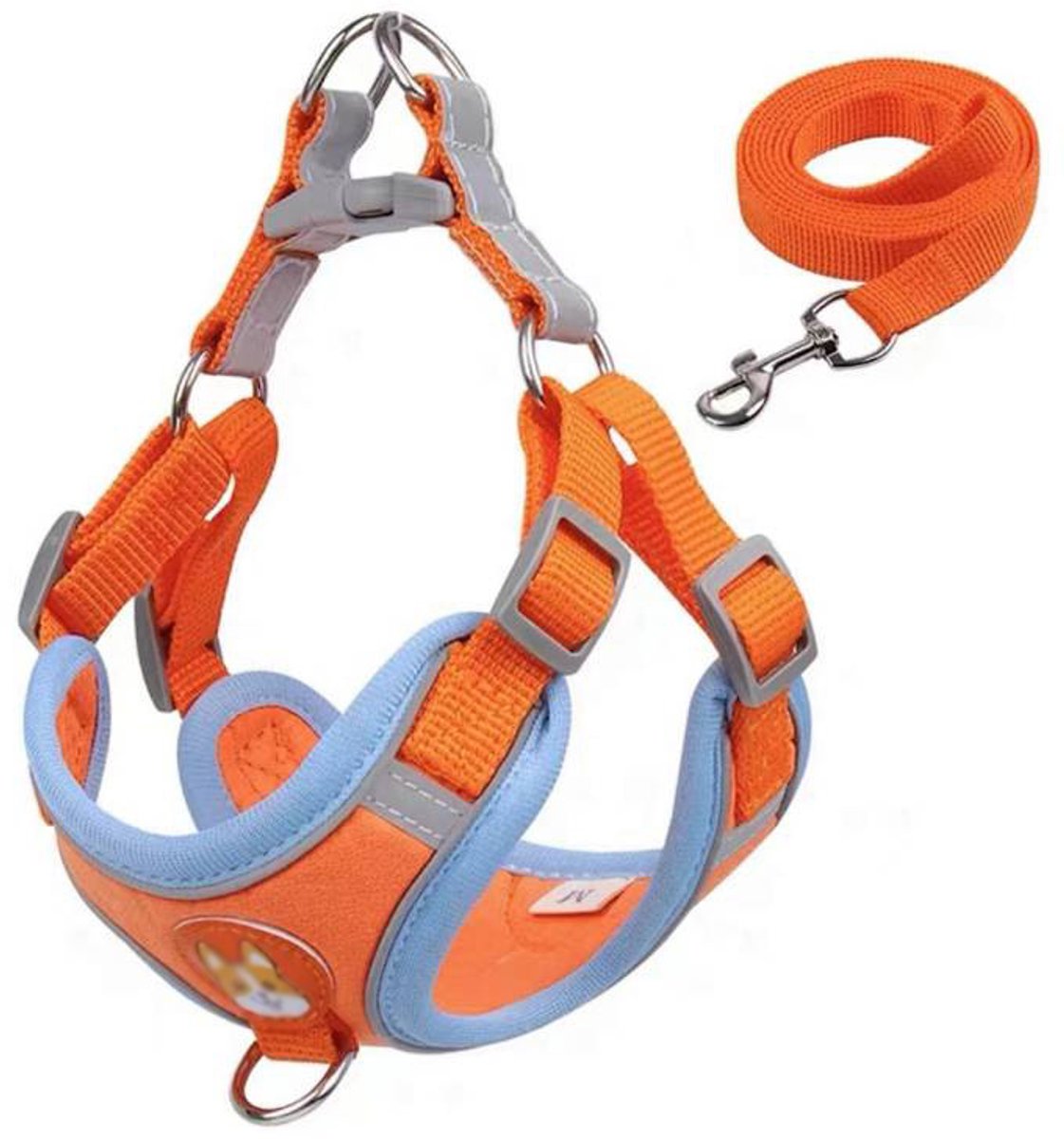 1 stuks‑hondenriem‑vest‑stijl hondenriem‑kleine en middelgrote honden‑borsttuig‑1,5 meter plat riem‑borstomvang 54‑62 cm halsomvang 45‑54 cm