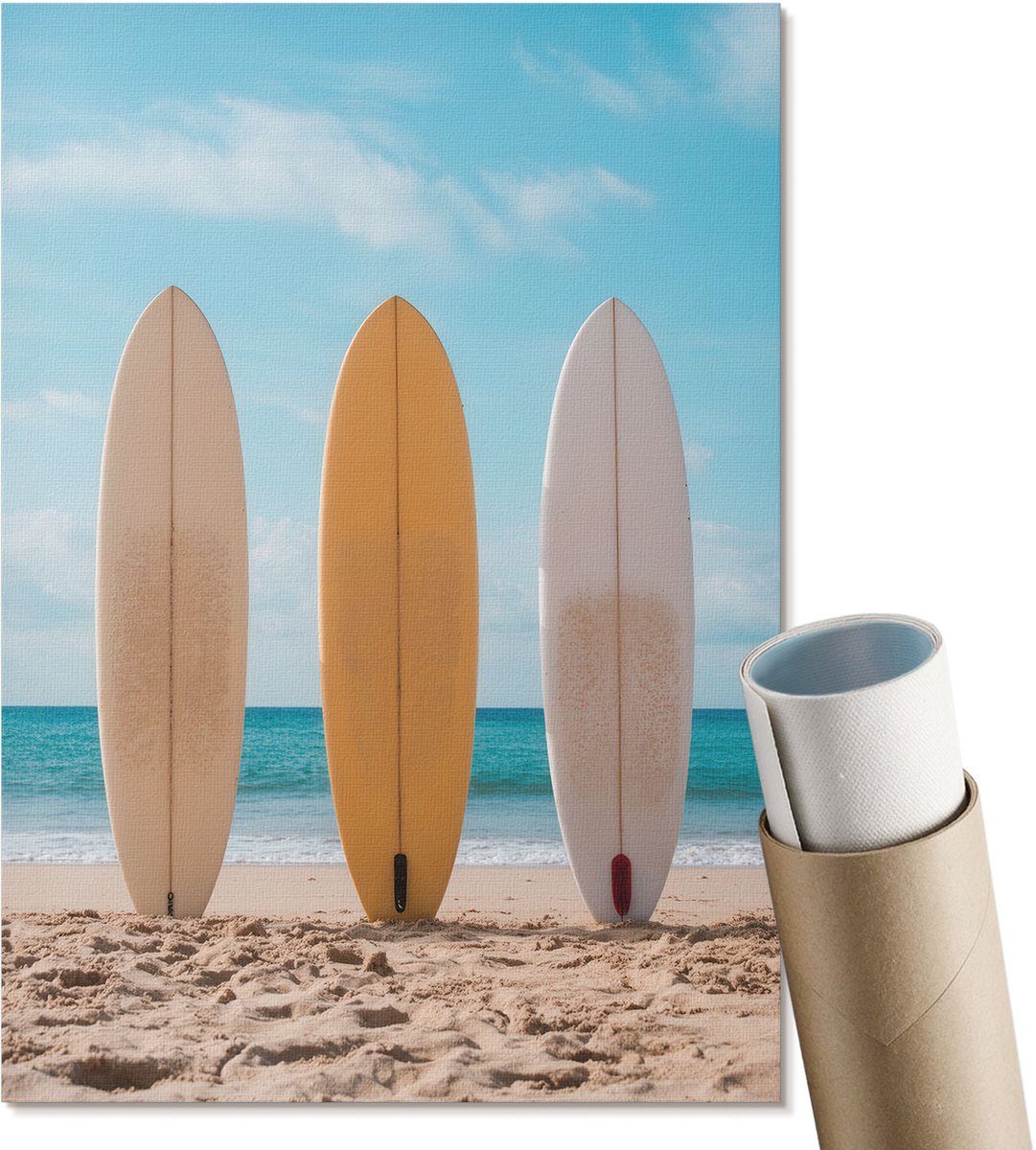 Coloray Polycanvas Wandposter - Surfstrand, Fotografie - A4 - Geel Wanddecoratie - Rechthoek - Canvasposter - Woonkamer, Slaapkamer, Kantoor - Modern