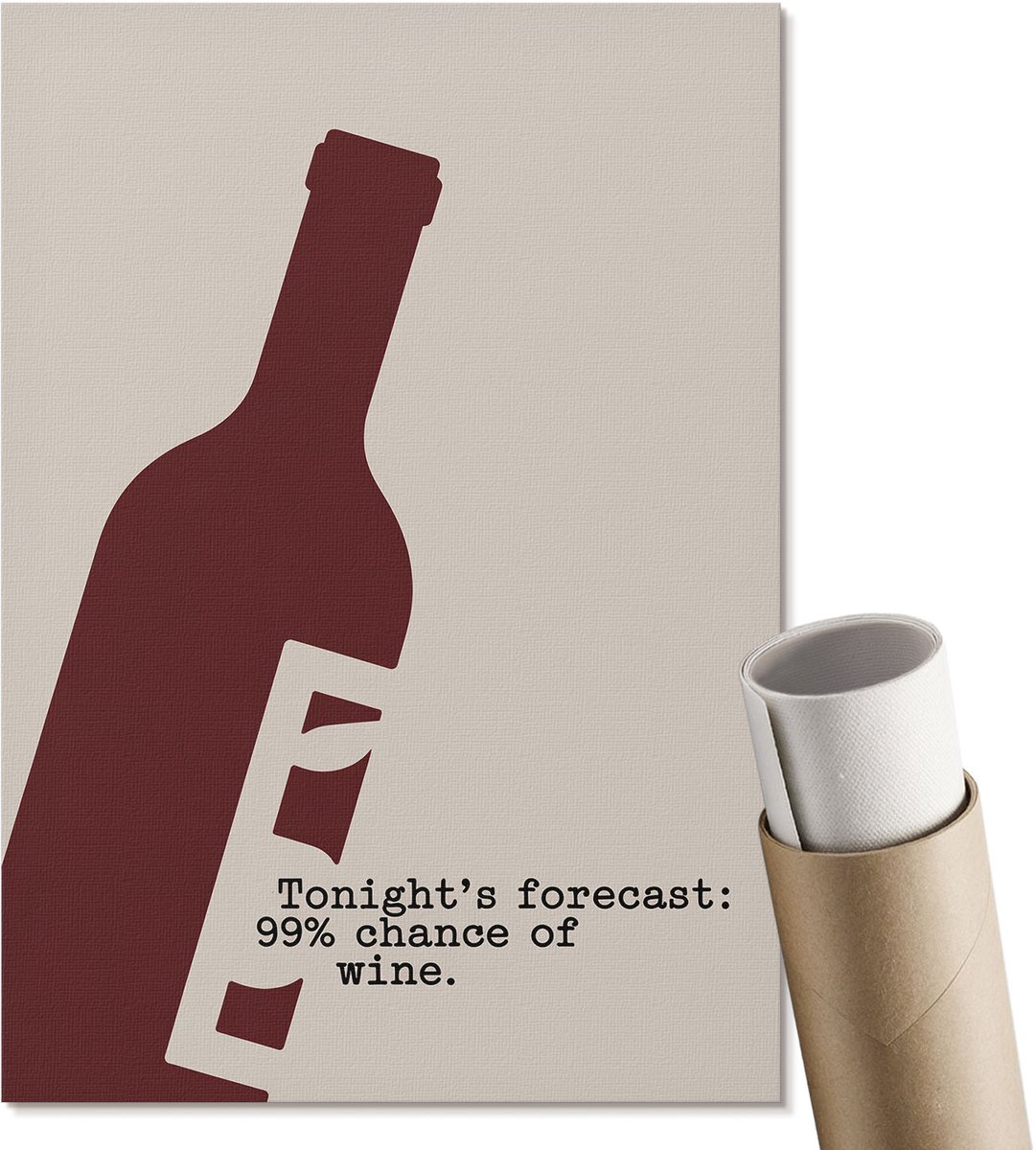 Coloray Polycanvas Wandposter - Wijnavond, Poster - A4 - Beige Poster - Rechthoek - Interieurdecoratie - Woonkamer, Slaapkamer, Kantoor - Minimalist