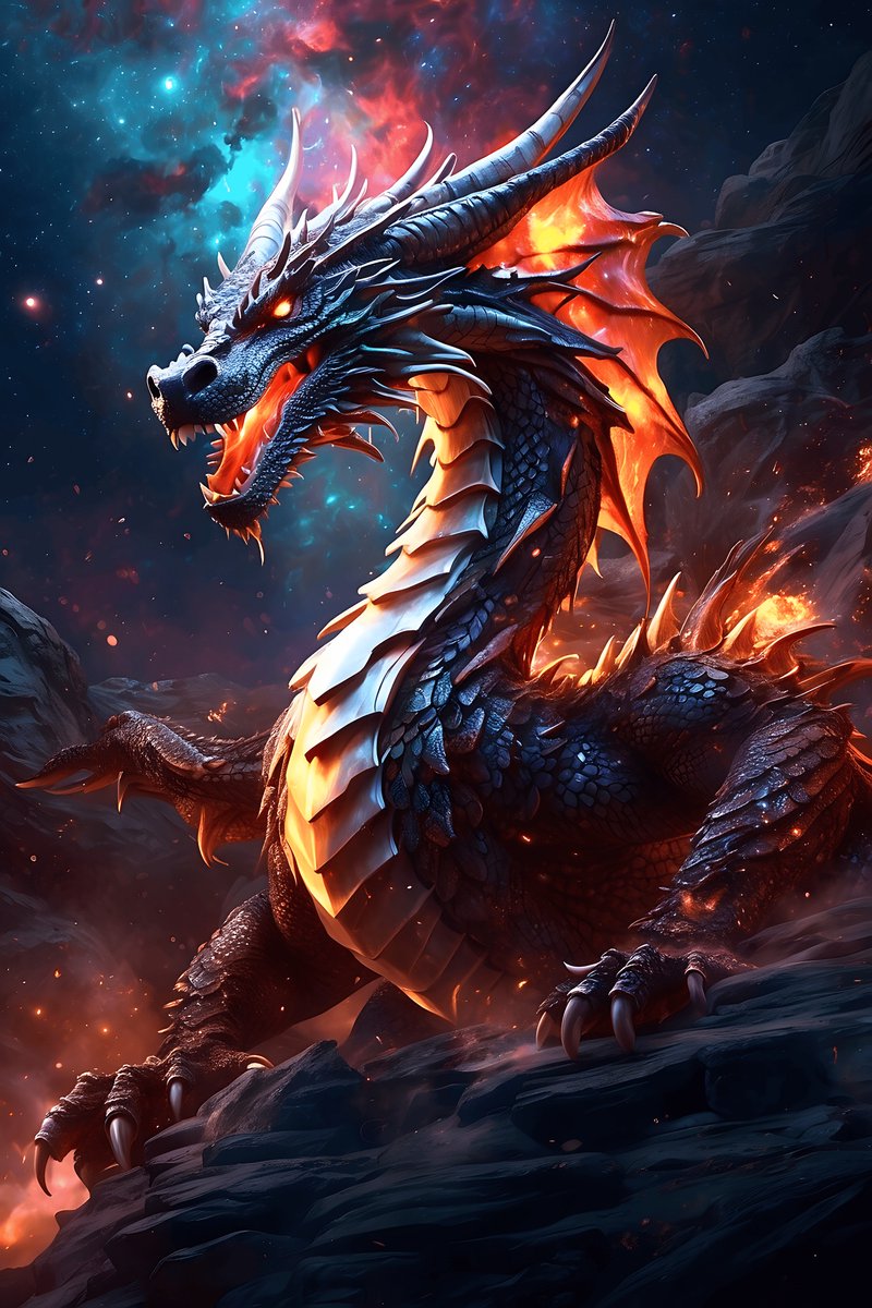 Drakenposter - Abstracte - Fantasy - Coole - posters - formaat 70x100cm - Draak - Wanddecoratie - L1770MT