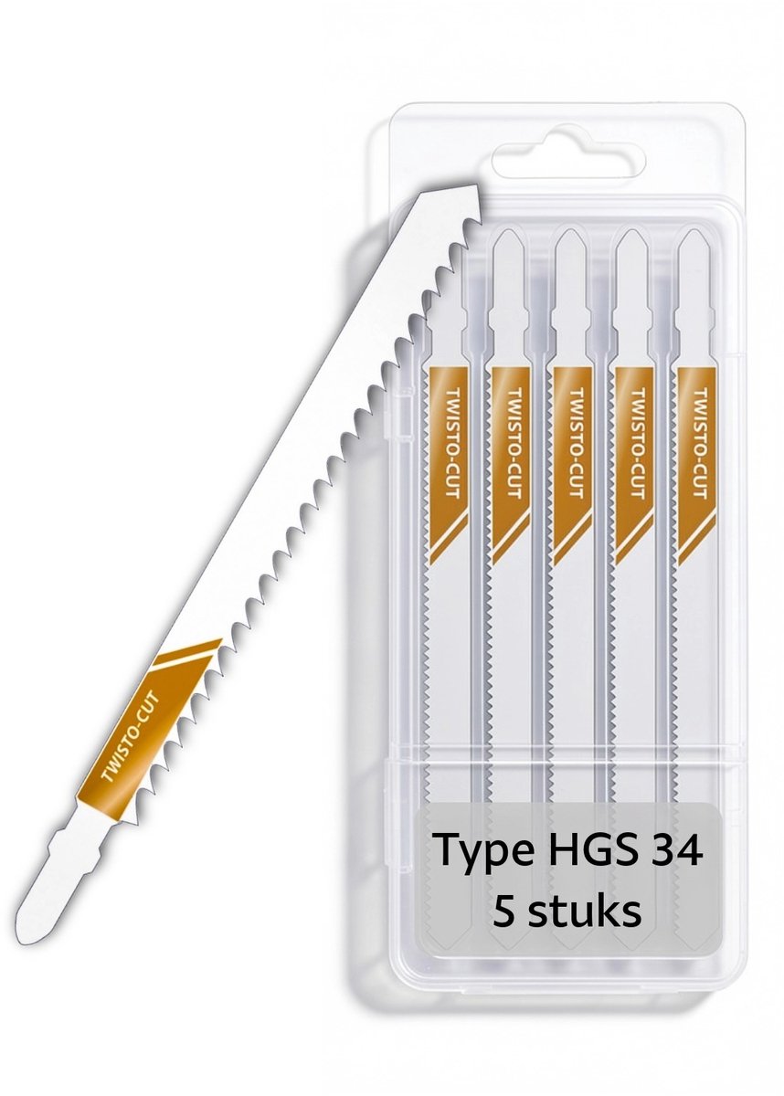 TWISTO-CUT Decoupeerzaagbladen Hout HGS 34 – 105 mm Zaaglengte – Voor Hout tot 80 mm – Snelle Zaagsnede – 5 Stuks