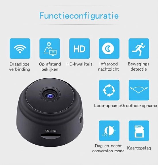 Mini Beveiligingscamera 1080P - WiFi Indoor & Outdoor - Nachtzicht en App Bediening - Geschikt voor Baby en Huisdier van Merkloos — afbeelding 4