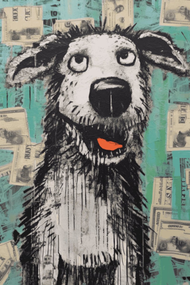 Hond Poster - Dieren - Hond Cartoon - Hond abstract - posters - formaat 70x100cm - L432