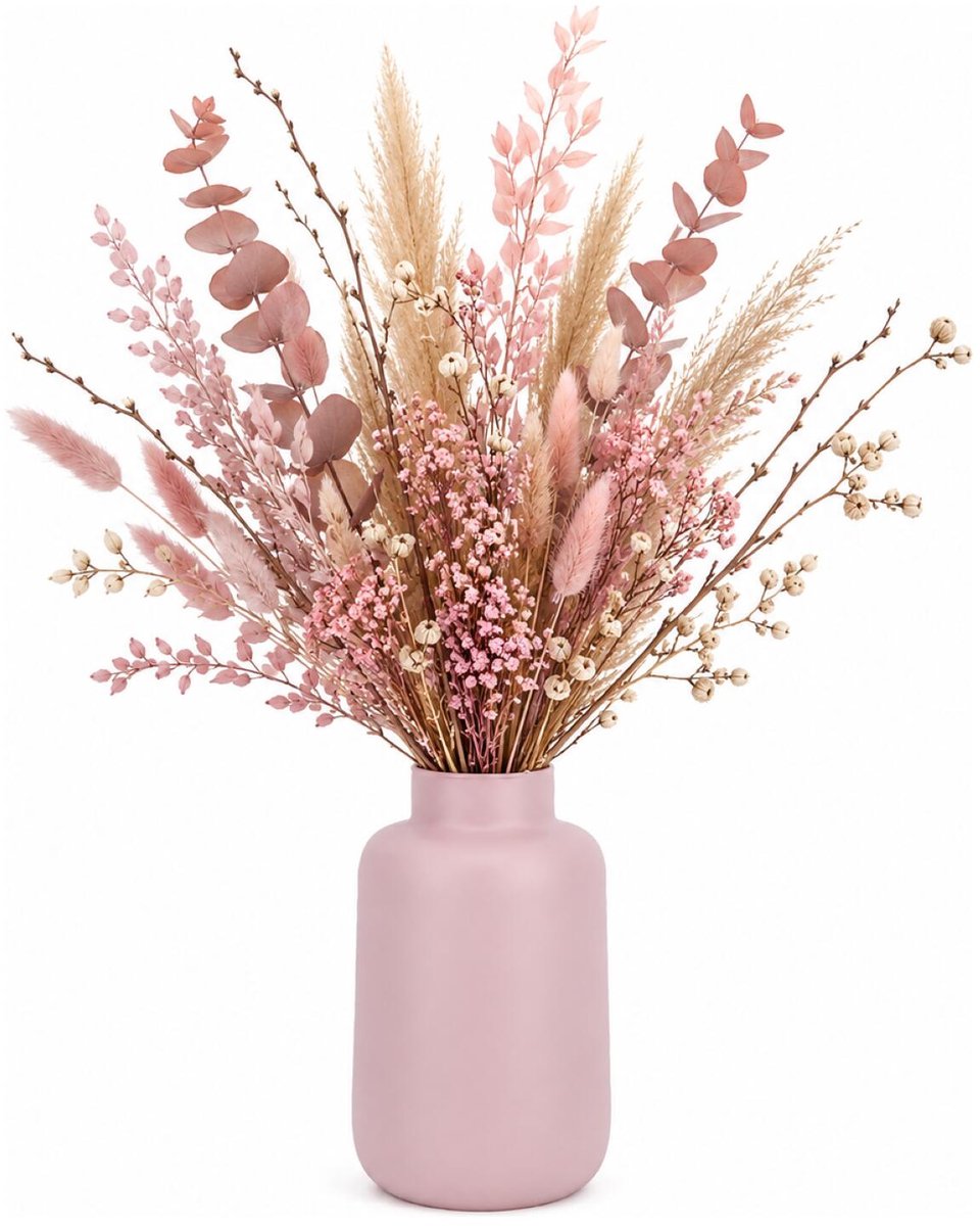 Floran Design bloemenvaas Santiago - roze - mat glas - 20 x 30 cm - glazen vazen