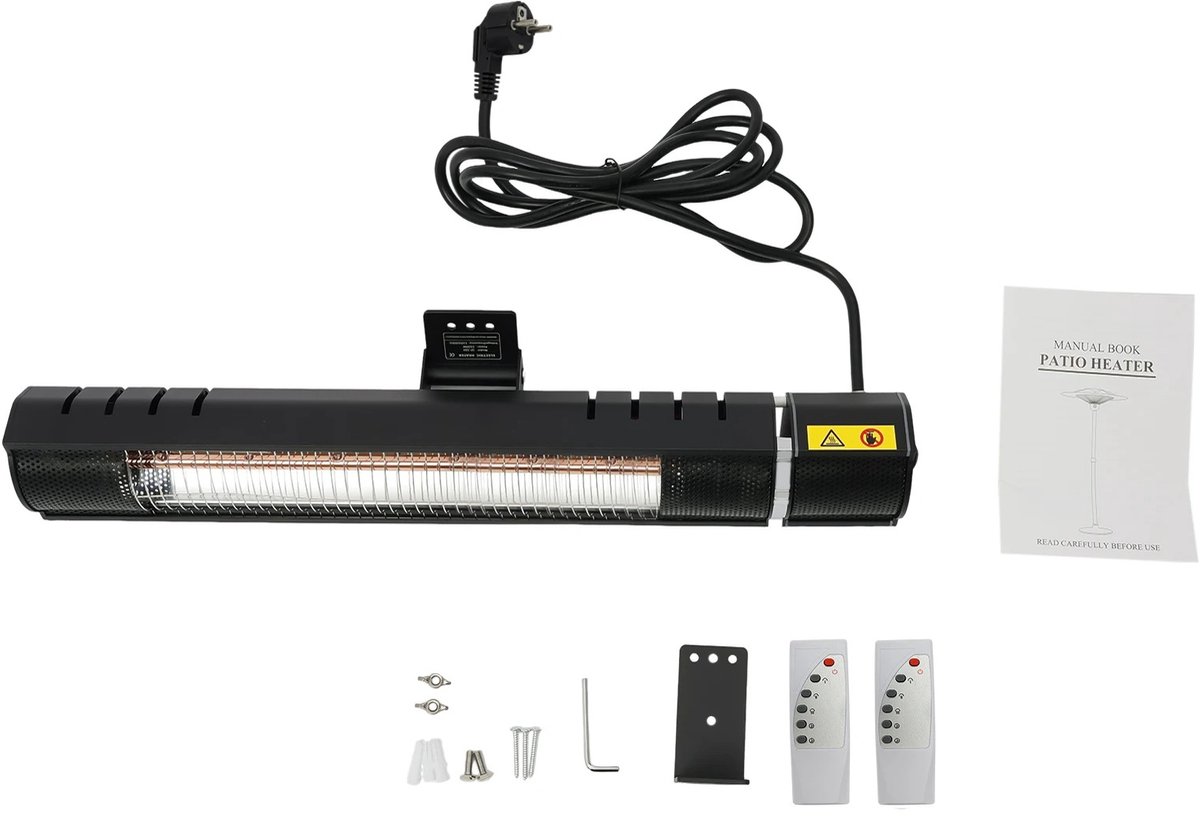 DayeLabel Terrasverwarmer – Elektrische Infrarood - Heater – 2000W – 3 Warmtestanden – Wandmodel – Met Afstandsbediening – Zwart