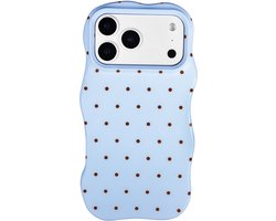 Selencia Hoesje - Geschikt voor Apple iPhone 17 Pro - Wavy Backcover geschikt voor MagSafe - Happy Dots Digital Sky