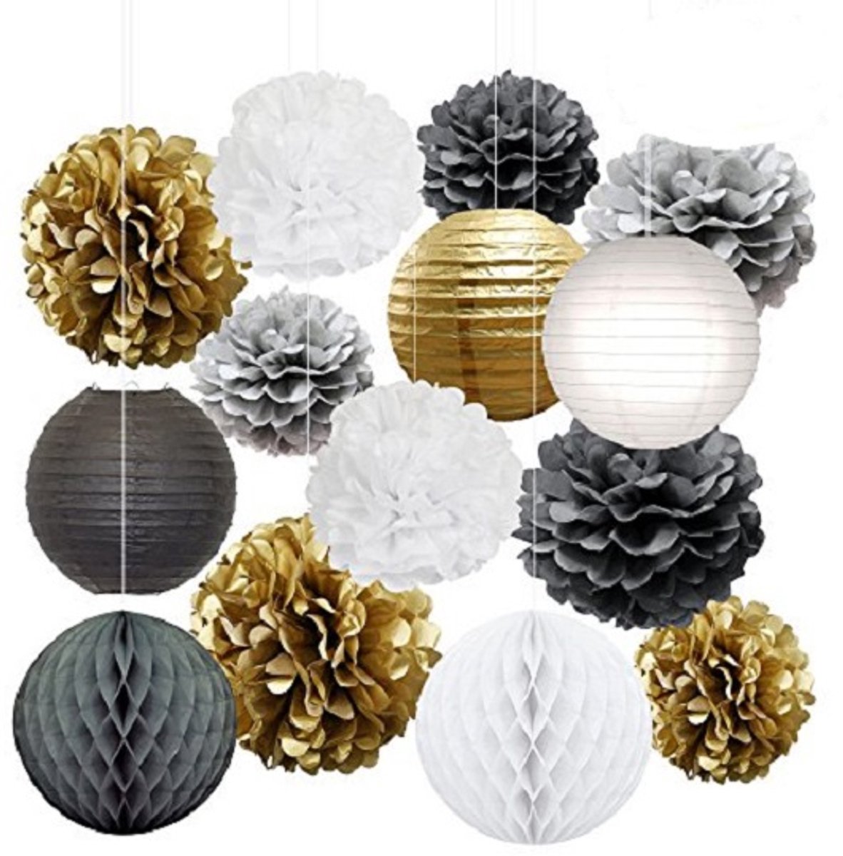 5 x Zwarte Honeycomb 35 cm