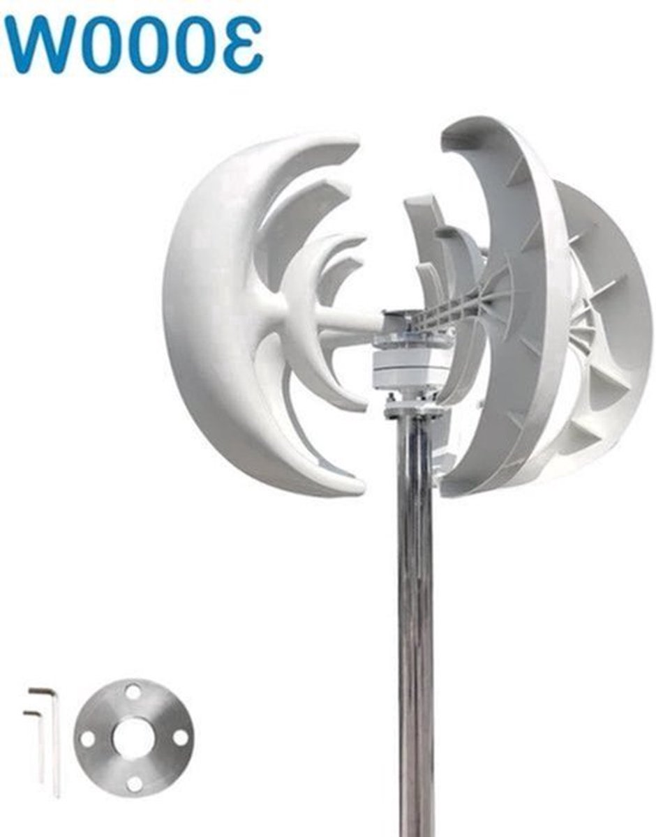 Verticale Windturbine – Windgenerator – Windenergie Systeem – Turbine Generator – 12V 3000W – Duurzaam Aluminium – Stil Met MPPT Controller