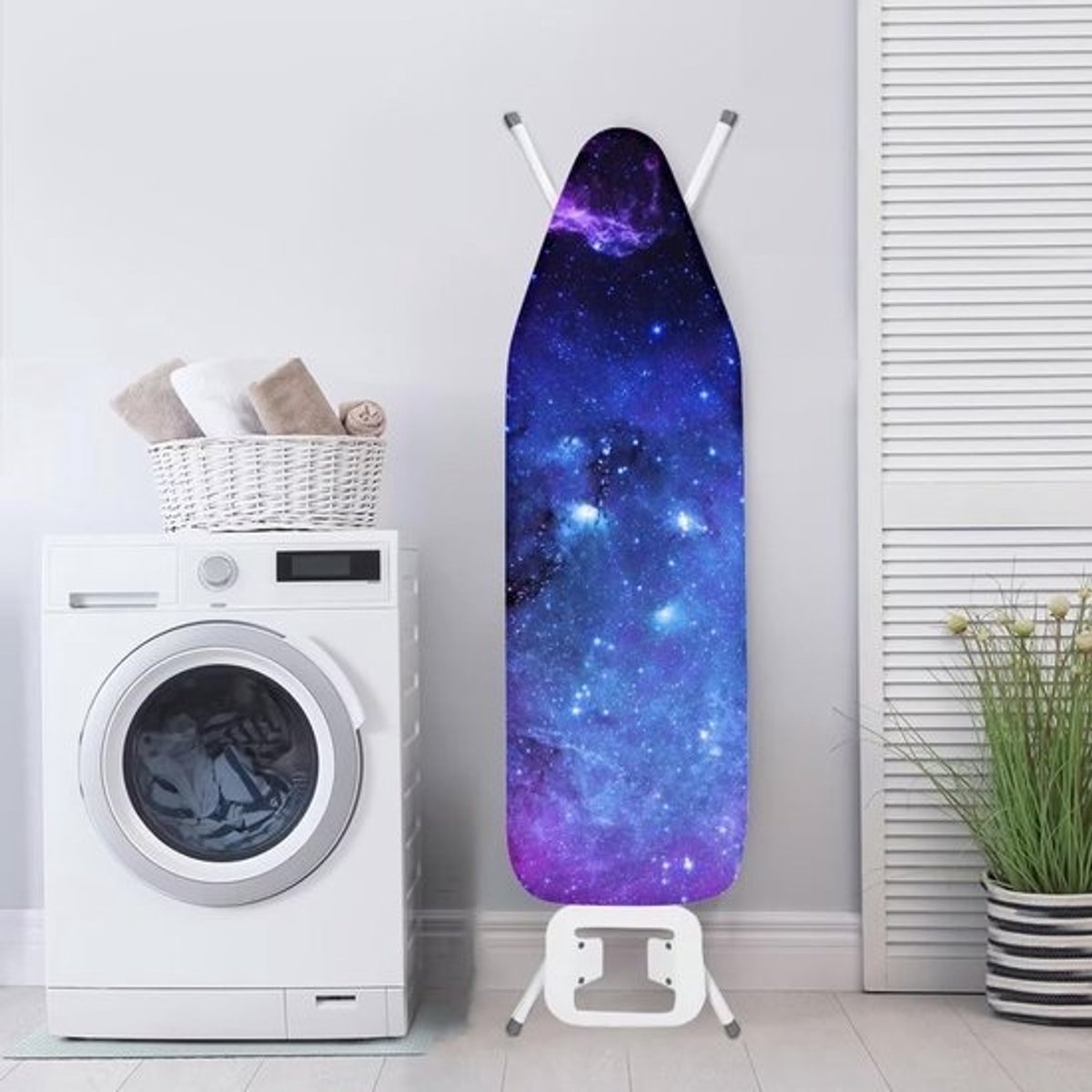 Strijkplankhoes - Reservehoes Beschermhoes - Kreukels Strijken - Schroeibestendig - 133-140 x 40-45 cm - Blauwpaars Galaxy