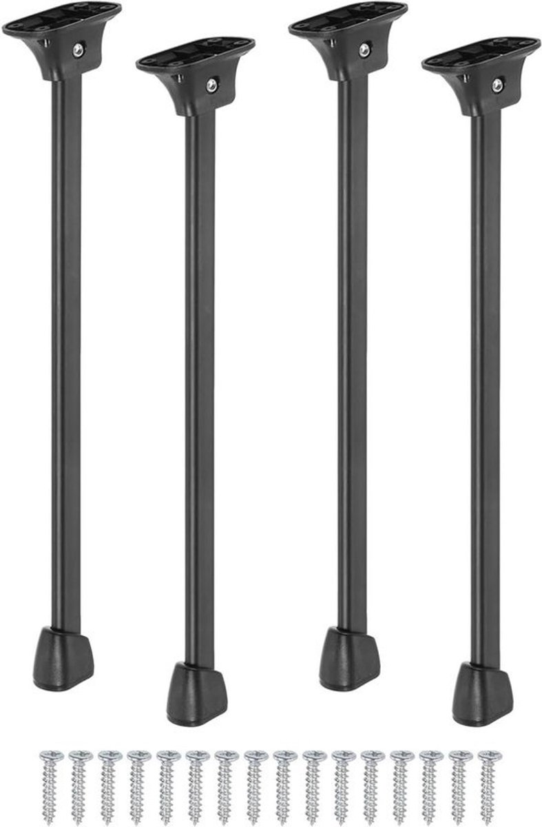 Opvouwbare tafelpoten - Meubelpoten inklapbaar - DIY meubels maken - Veerknop ontwerp - 35 cm - Zwart