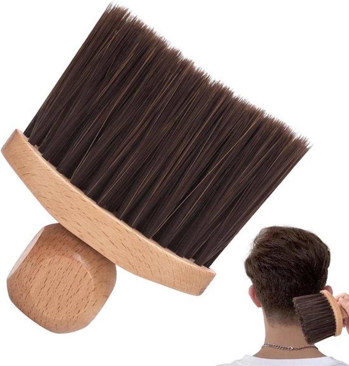 Nekborstel Kappers - Haar Afstofborstel Stofborstel - Haarstyling Reiniging - Houten Handvat Plat Design