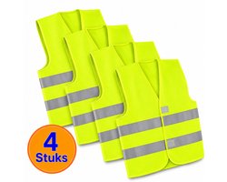 Veiligheidshesje Geel 4 Stuks - Litalife - Reflectievest Volwassenen & Kinderen - One Size Reflecterend
