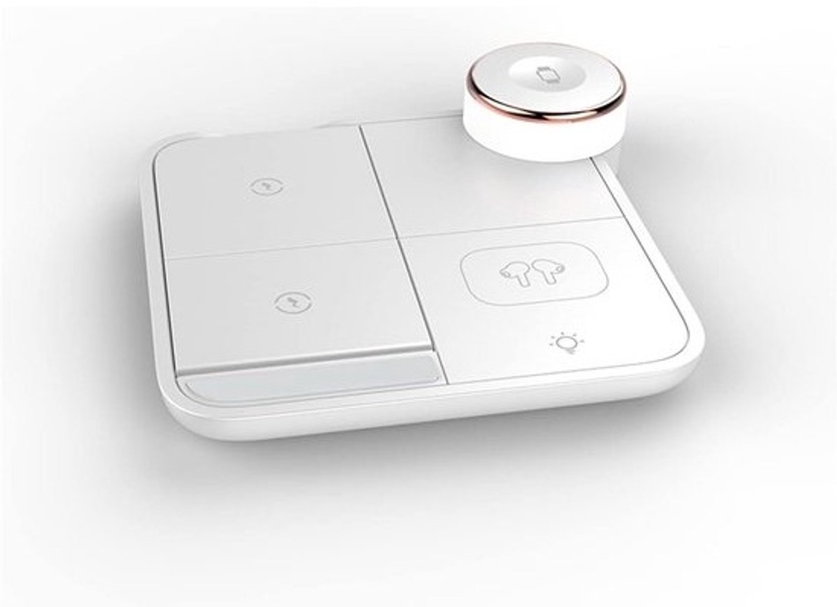 Draadloos Laadstation - Oplaadstandaard Oplader - Meerdere Apparaten Opladen - 4-in-1 Functionaliteit - 150.6 x 150.6 x 30.8 mm - Zwart
