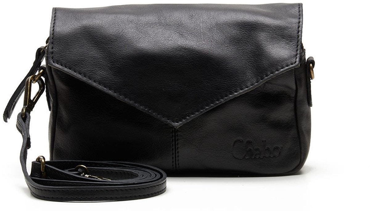 Chabo Bags Rio Romy Plain Leren Schoudertas - Navy Blue