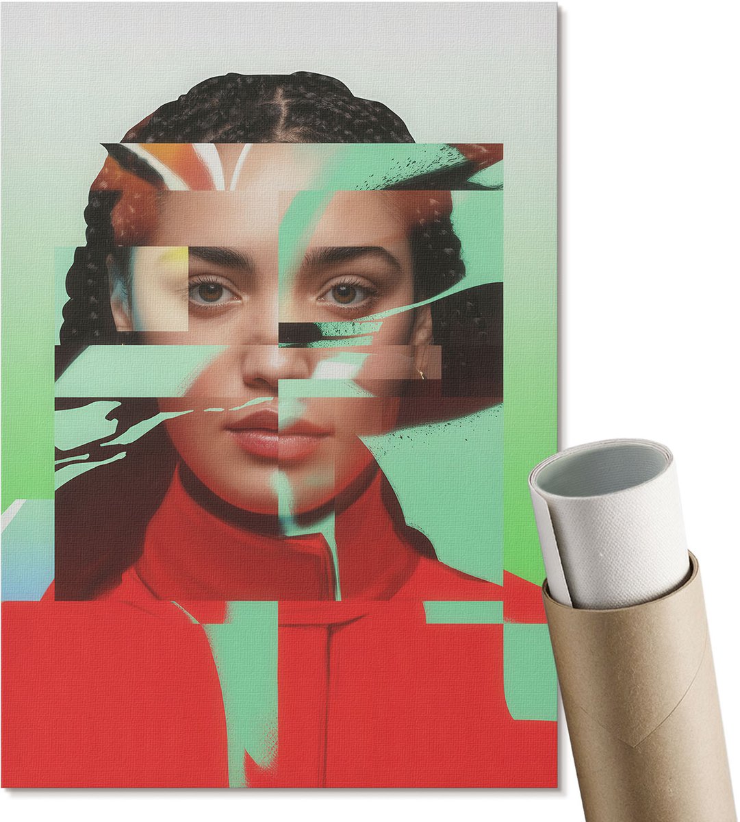 Coloray Polycanvas Wandposter - Modern Portret, Illustratie - A4 - Rood Illustratie - Rechthoek - Interieurdecoratie - Woonkamer, Slaapkamer, Kantoor - Modern