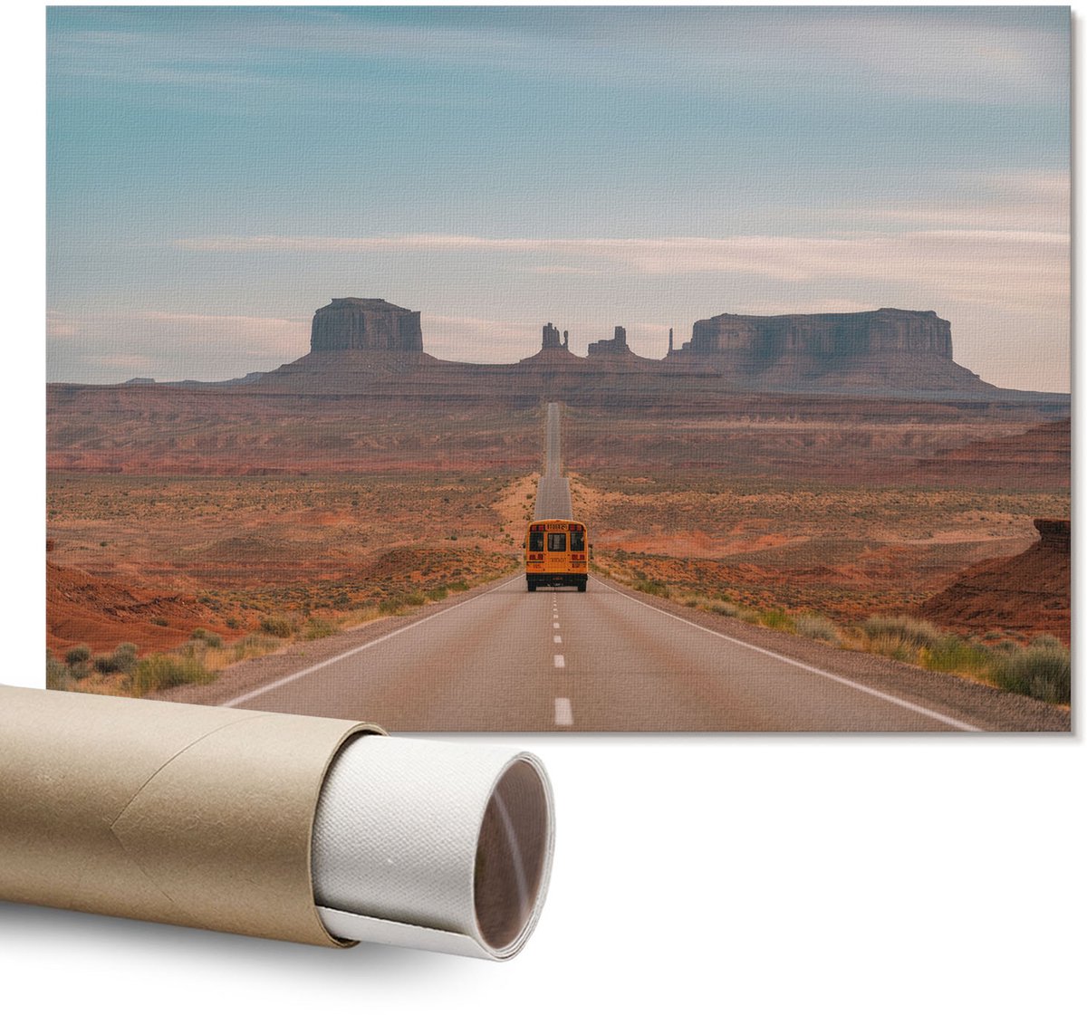 Coloray Polycanvas Wandposter – Reizen Over De Snelweg, Oranje – A1 – Grijs Wanddecoratie – Rechthoek – Wandkunst – Slaapkamer – Klassiek