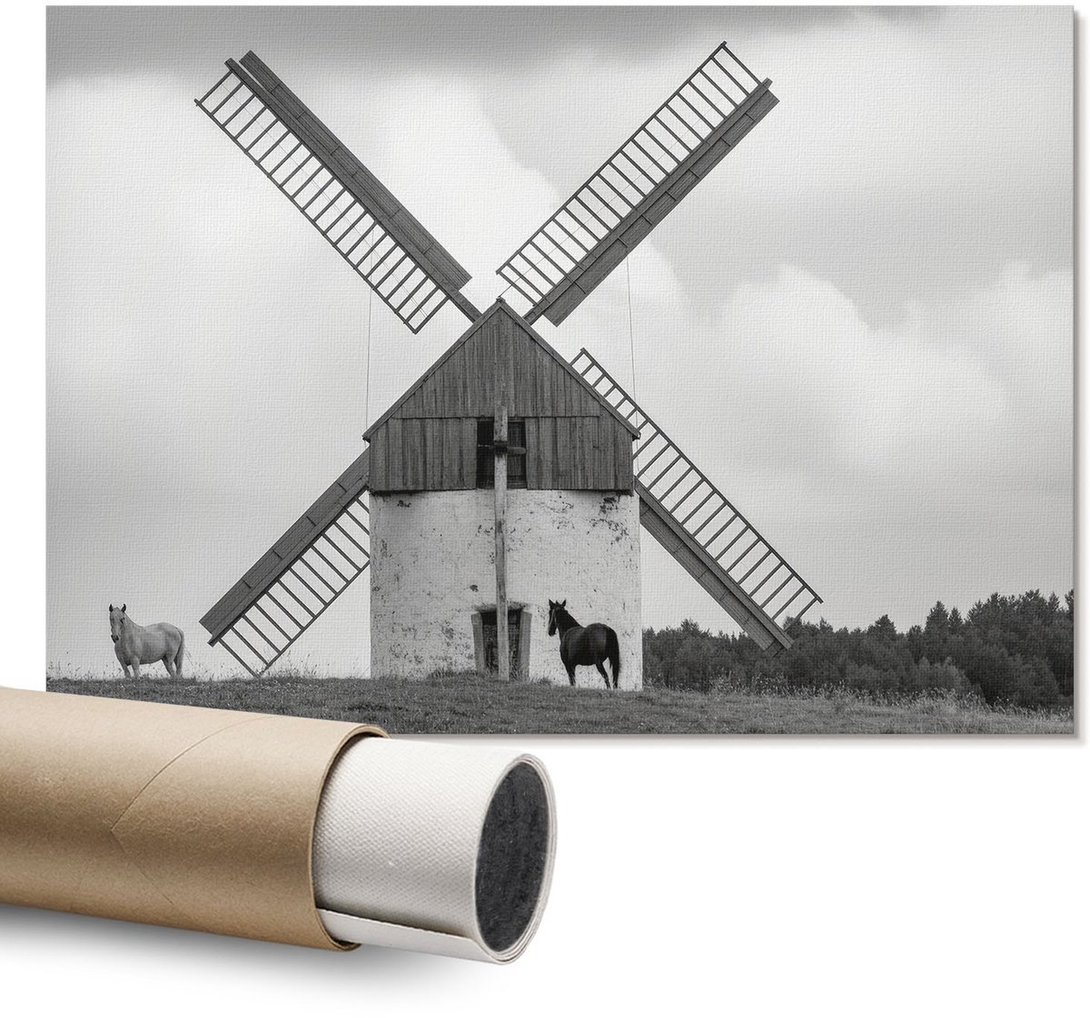 Coloray Polycanvas Wandposter - Pruimentuin, Schilderen - A1 - Roze Wanddecoratie - Rechthoek - Wandkunstwerk - Slaapkamer - Klassiek