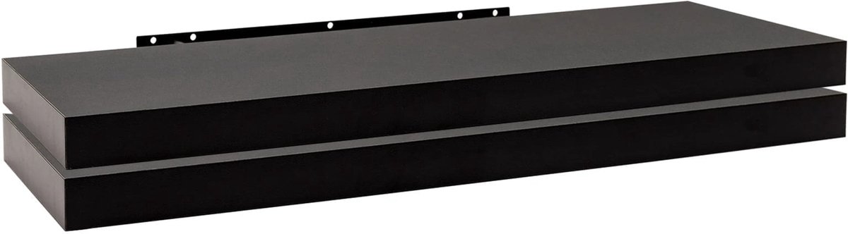 Klarven® Wandplank zwevend Zwart B 120 x D 3,8 x H 23 cm - Moderne opbergruimte, Sterke ophanging - set van 2
