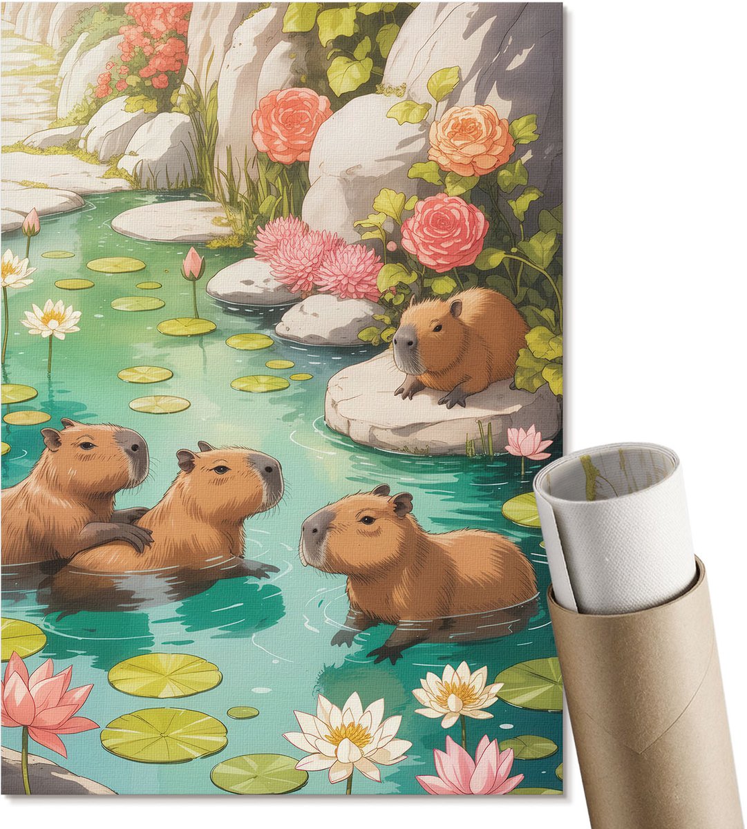 Coloray Polycanvas Wandposter - Wintertrein, Wit - A2 - Wit Patroon - Rechthoek - Decoratieve poster - Kantoor - Romantisch