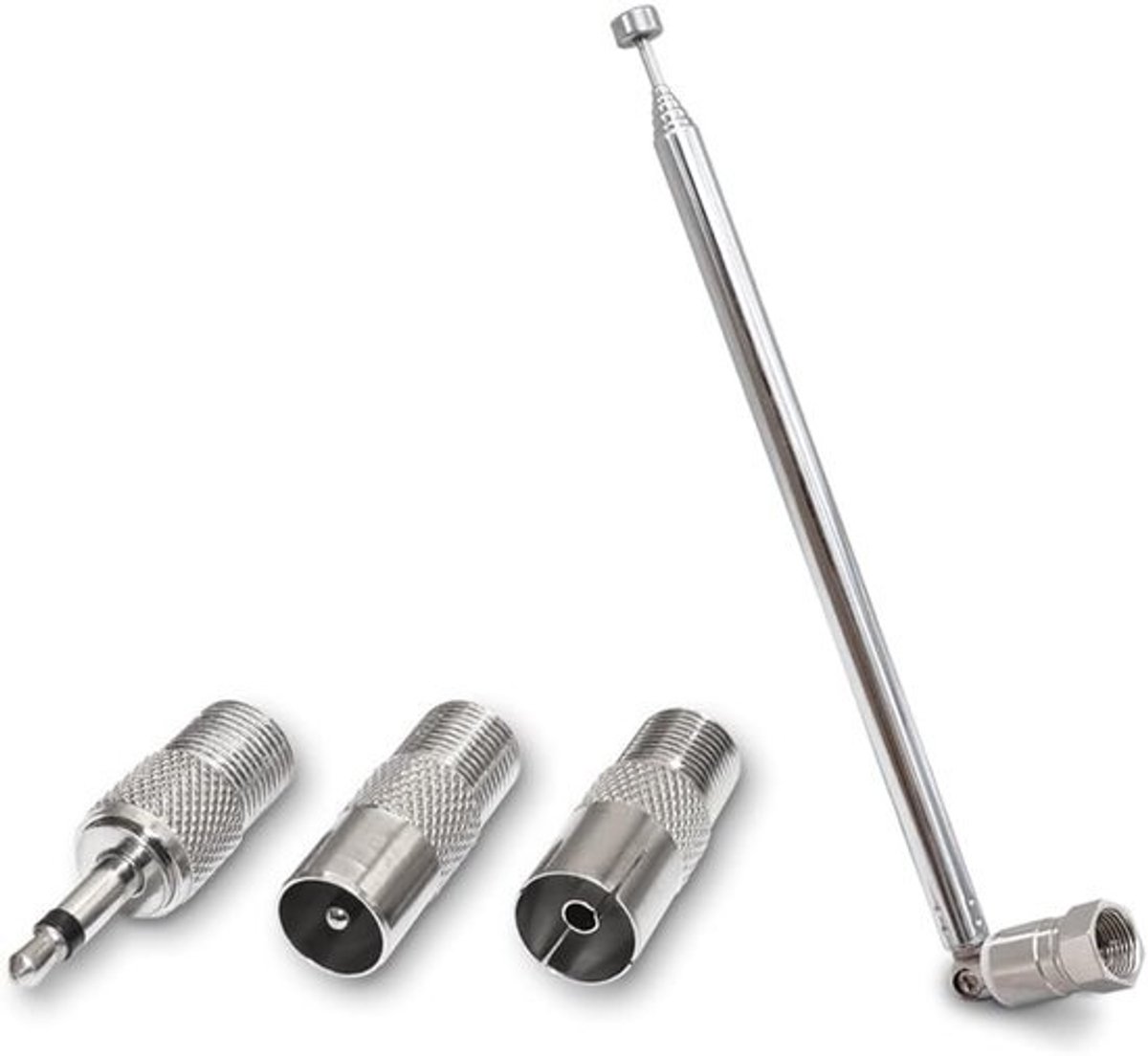 Telescopische Antenne - Staafantenne Radio - FM Ontvangst Verbeteren - 7 Secties Uitschuifbaar - 3.5mm Adapter - Zilver